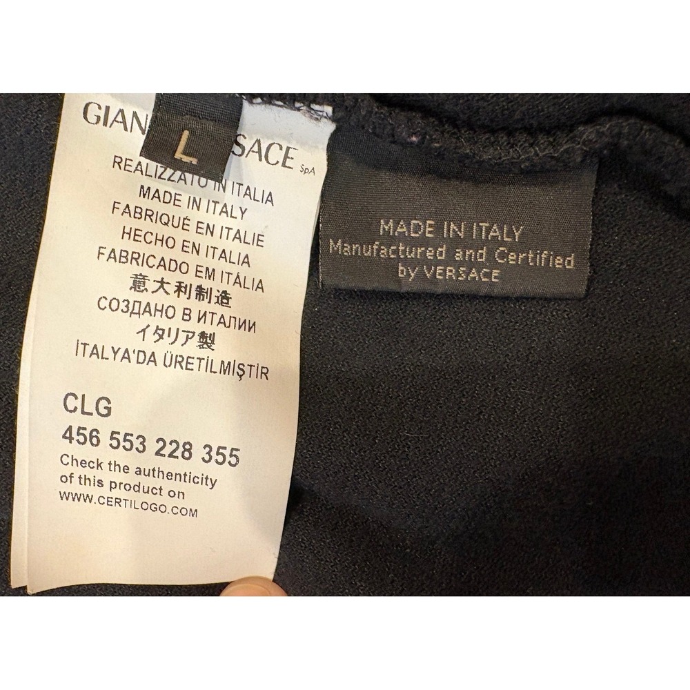 Versace Hoodie Mens L Black Velour Medusa Logo Leather Trim Full Zip Made Italy View 5